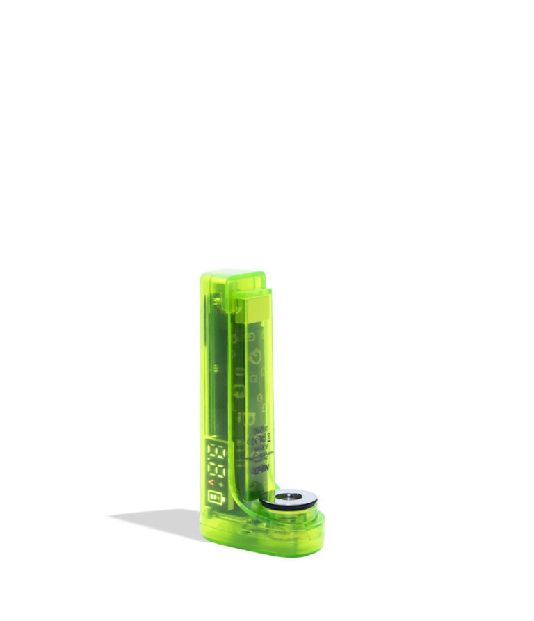 Green electronic vape battery device on a white background