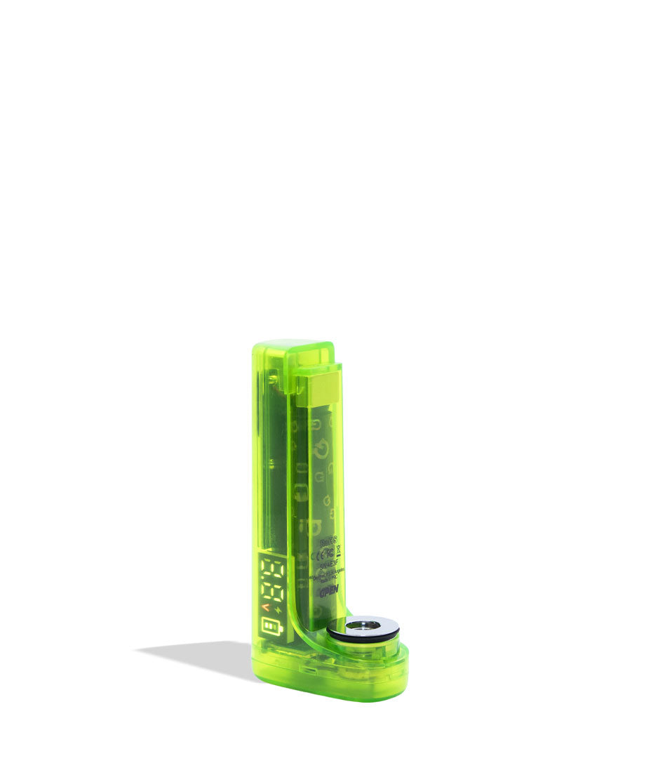 Green electronic vape battery device on a white background