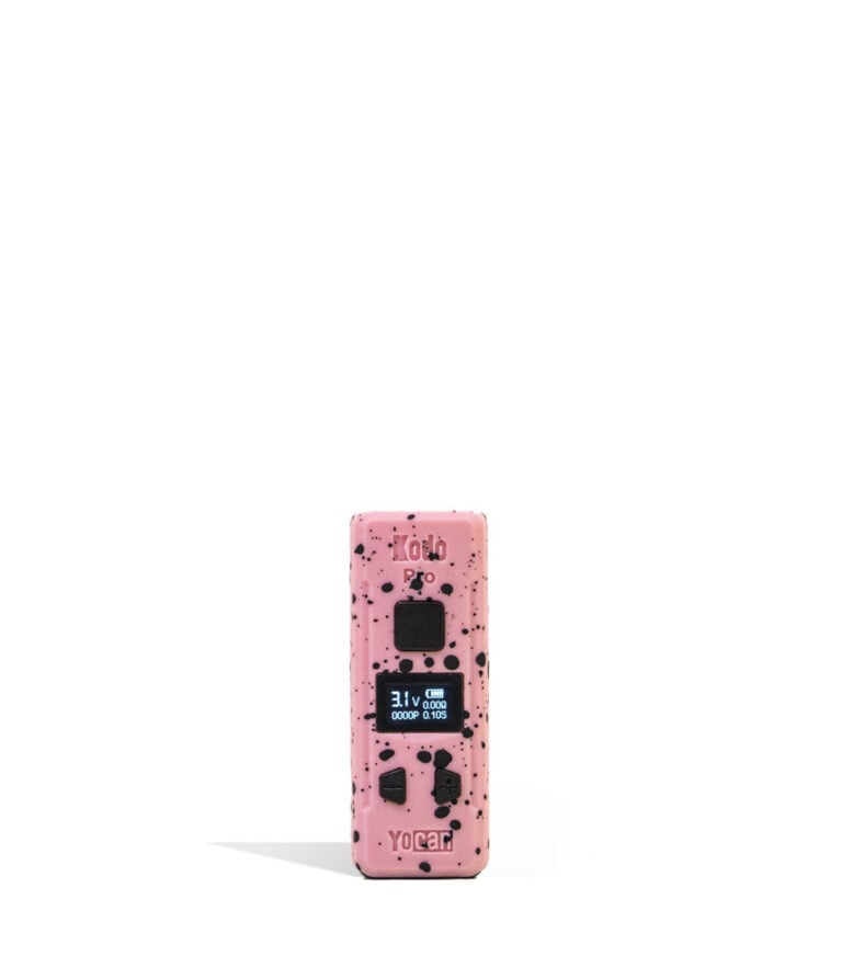 Pink Black Spatter Wulf Mods KODO Pro 510 Thread Battery 9pk Front View on White Background