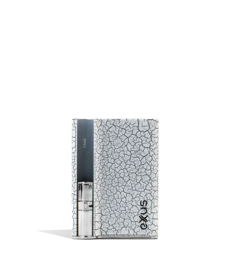 White Black Crackle Exxus Palm Pro 510 Thread Battery Front View on White Background