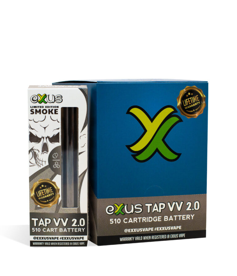 Smoke Exxus Vape Tap VV 2.0 510 Thread Battery 12pk on white background