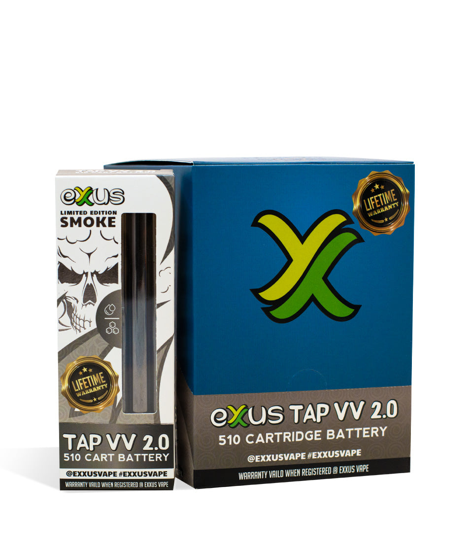 Smoke Exxus Vape Tap VV 2.0 510 Thread Battery 12pk on white background