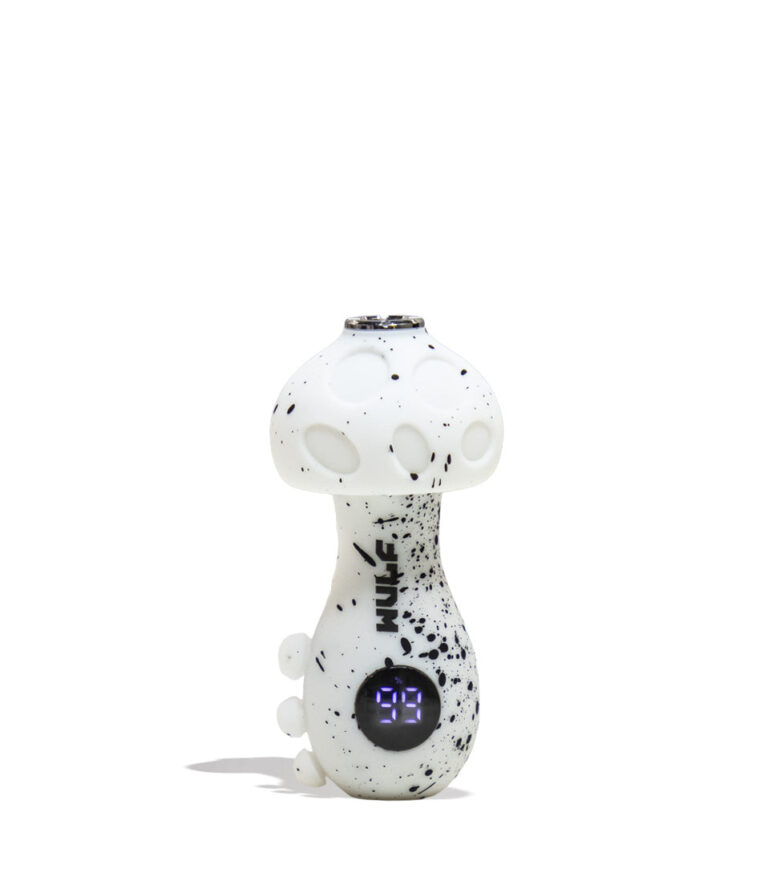 White Black Spatter Wulf Mods TRYP Mushroom Shaped Variable Voltage Battery 9pk Front View on White Background