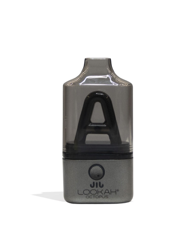 Grey Lookah Octopus Dab Rig Vaporizer Front View on White Background