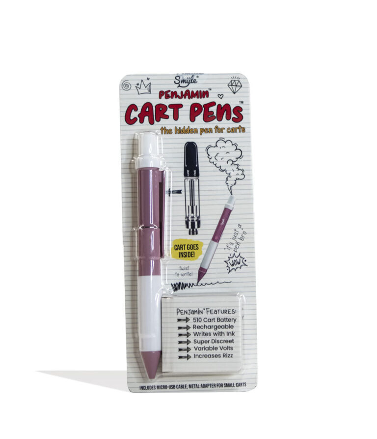 Pink Smyle Penjamin Cart Pen Variable Voltage Battery Packaging Front View on White Background