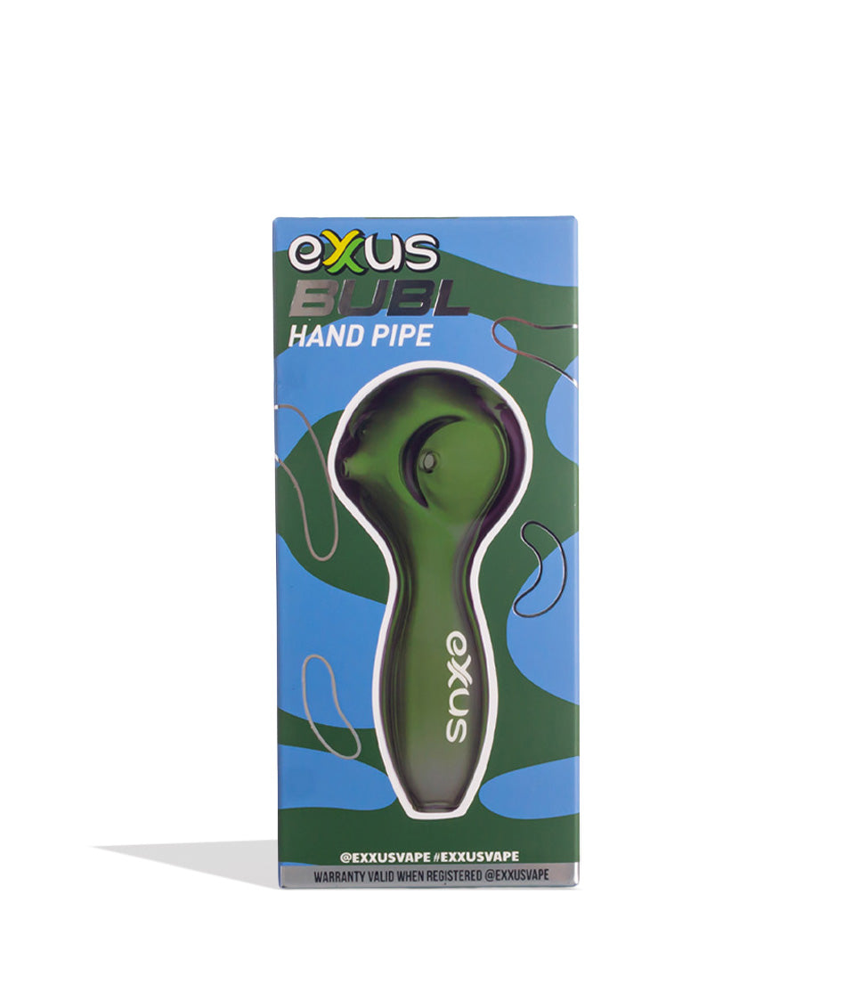 Green Exxus Vape BUBL Hand Pipe 12pk Packaging Front View on White Background