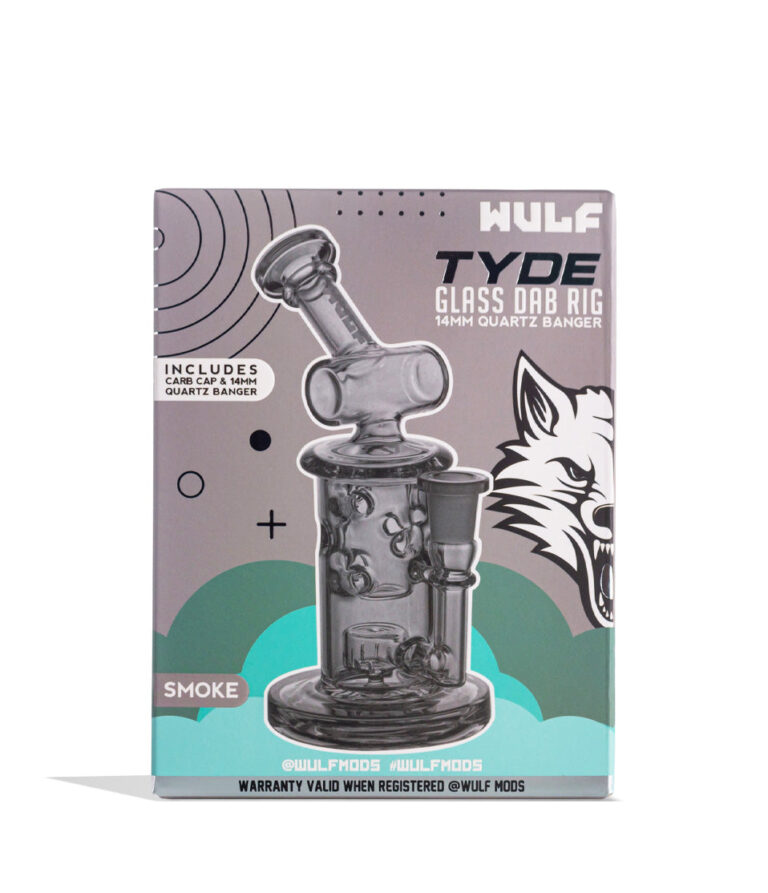 Smoke Wulf Mods Tyde 14mm Dab Rig with Quartz Banger packaging on white background