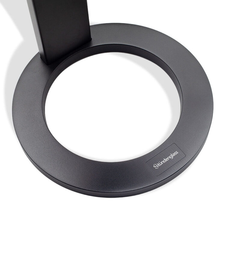 Black Stündenglass Gravity Infuser stand on white background