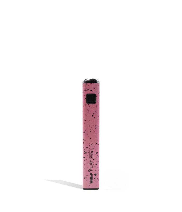 Pink Black Spatter Wulf Mods Flat Plus 510 Thread Battery 12pk on white background