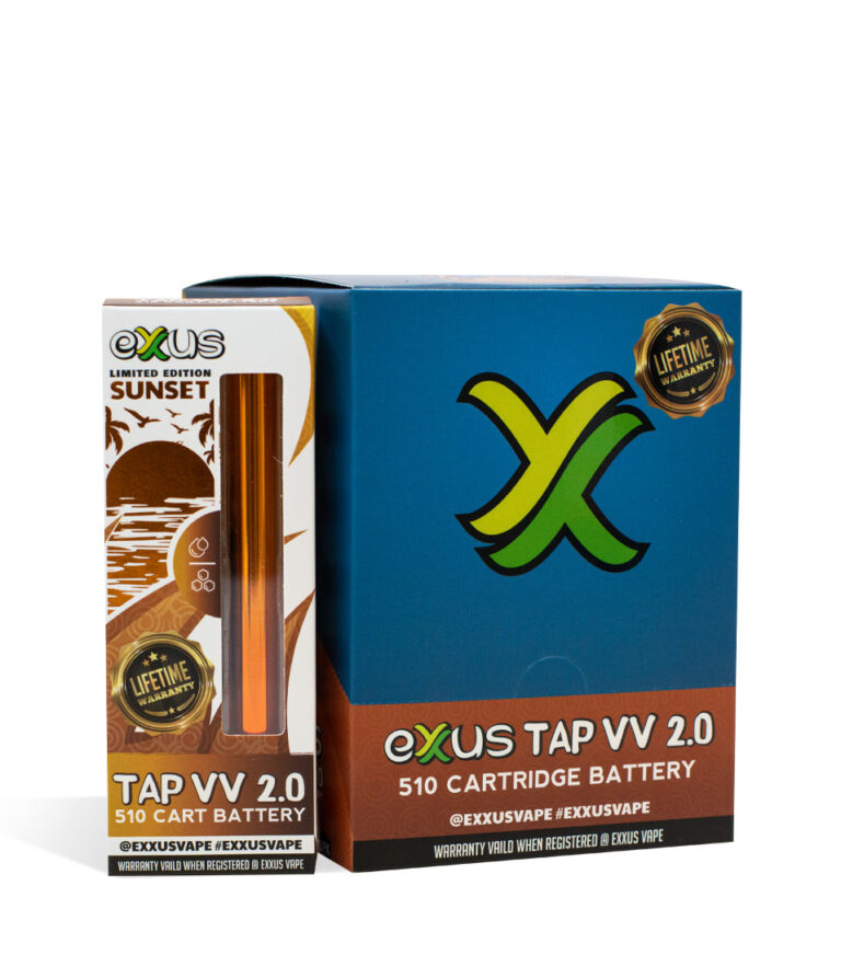 Sunset Exxus Vape Tap VV 2.0 510 Thread Battery 12pk on white background