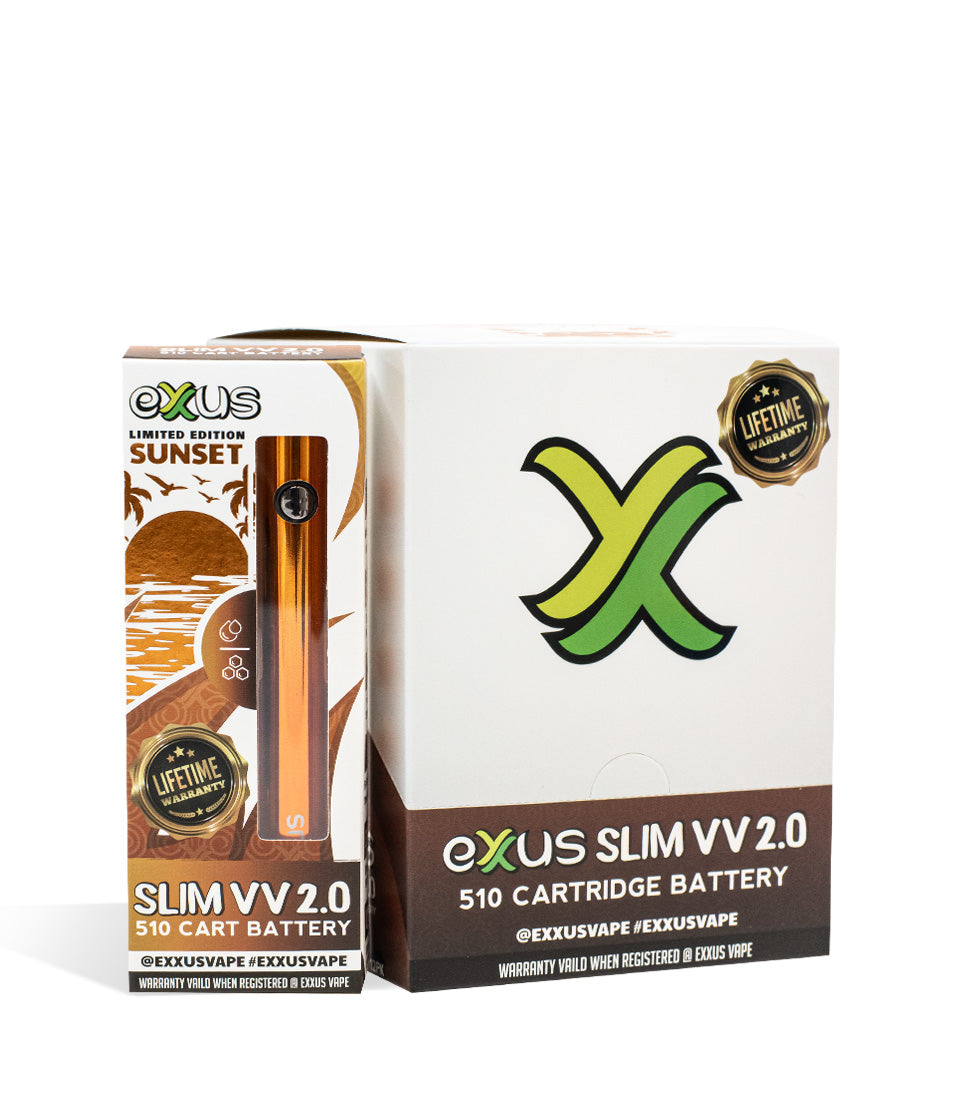 Sunset Exxus Vape Slim VV 2.0 510 Thread Battery 12pk on white background