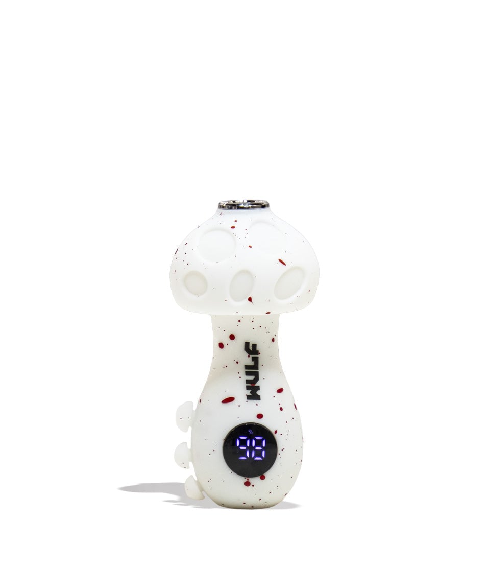 White Red Spatter Wulf Mods TRYP Mushroom Shaped Variable Voltage Battery 9pk Front View on White Background