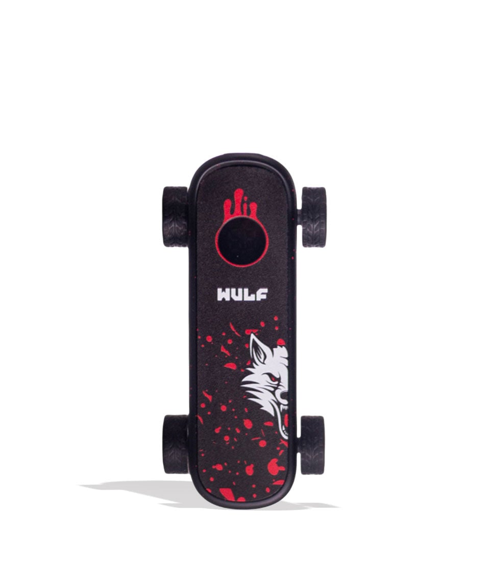 Black Red Spatter Wulf Mods Deck Skateboard Voltage Battery 9pk Front View on White Background
