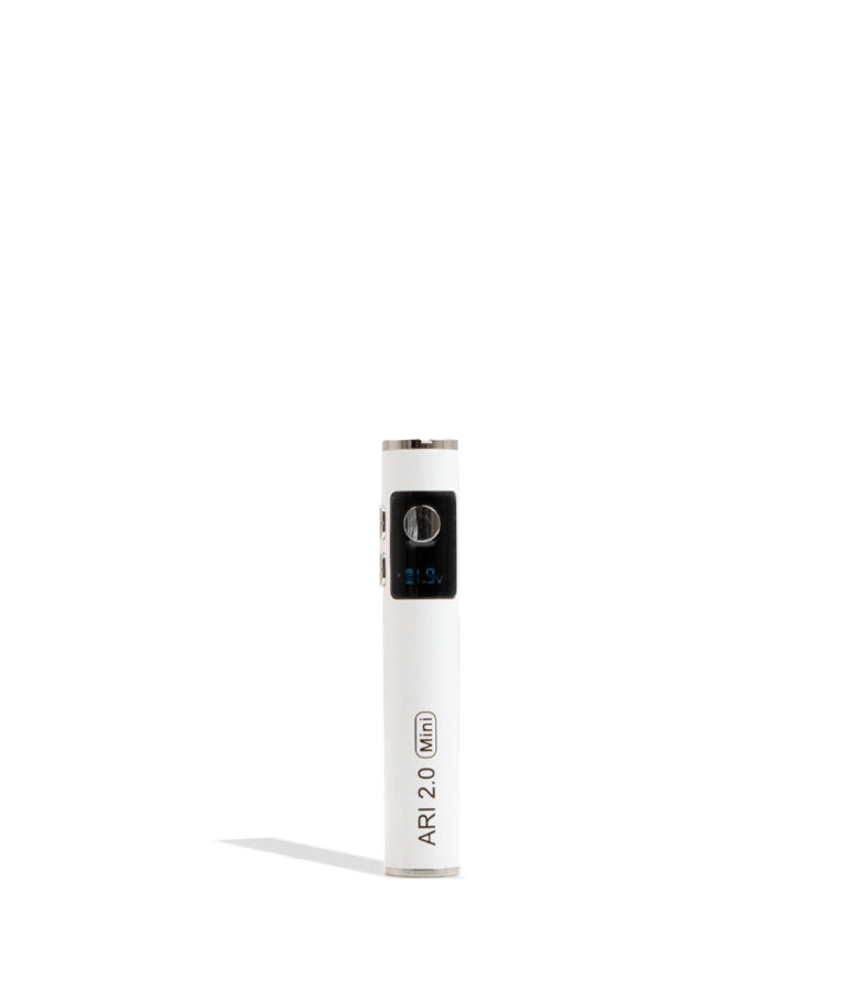 White Yocan Ari Mini 2.0 Variable Voltage Battery 15pk Front View on White Background