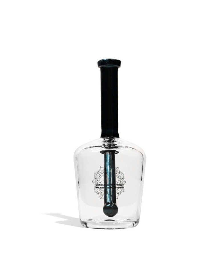 Teal iDab Medium 10mm Worked Henny Bottle Water Pipe Back View on Studio Background