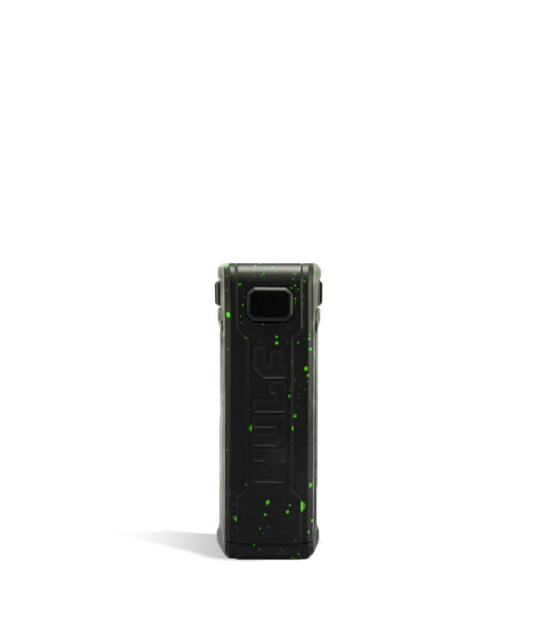 Black Green Spatter face Wulf Mods UNI S Adjustable 510 Thread Battery on white background