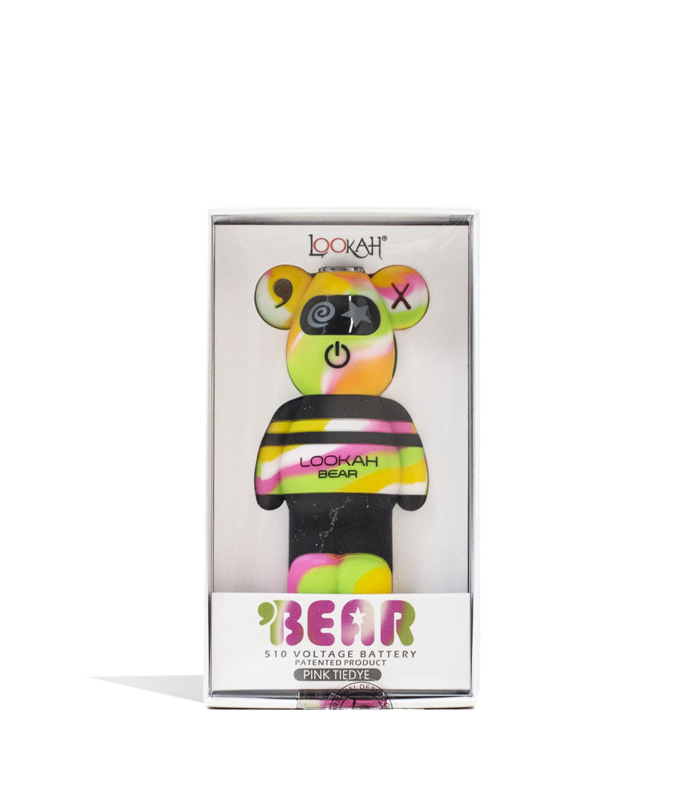 Yellow Tiedye Lookah Bear Limited Edition 510 Thread Battery Packaging Front View on White Background