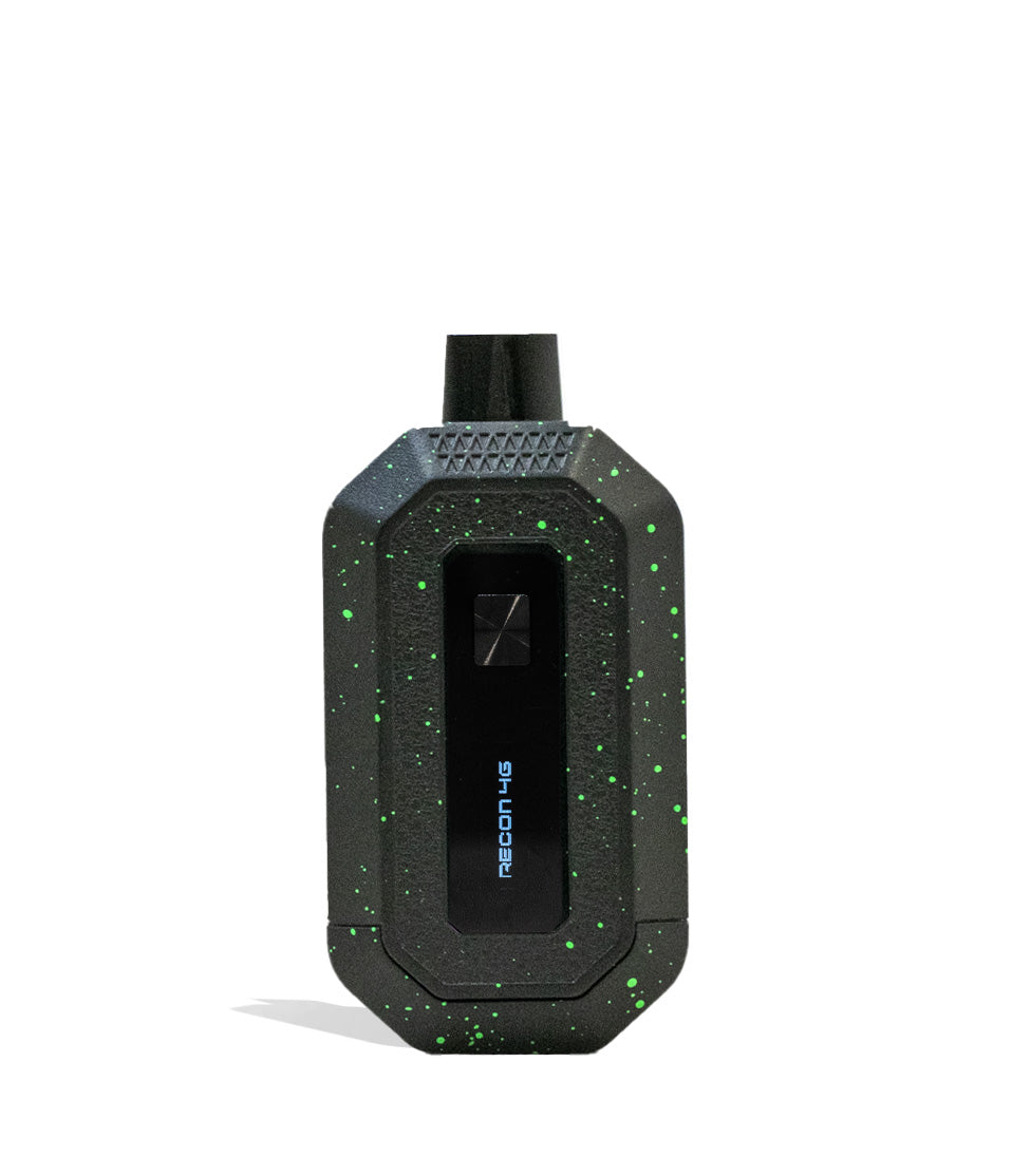 Black Green Spatter Wulf Mods Recon 4g Dual 510 Thread Battery 9pk Front View on White Background