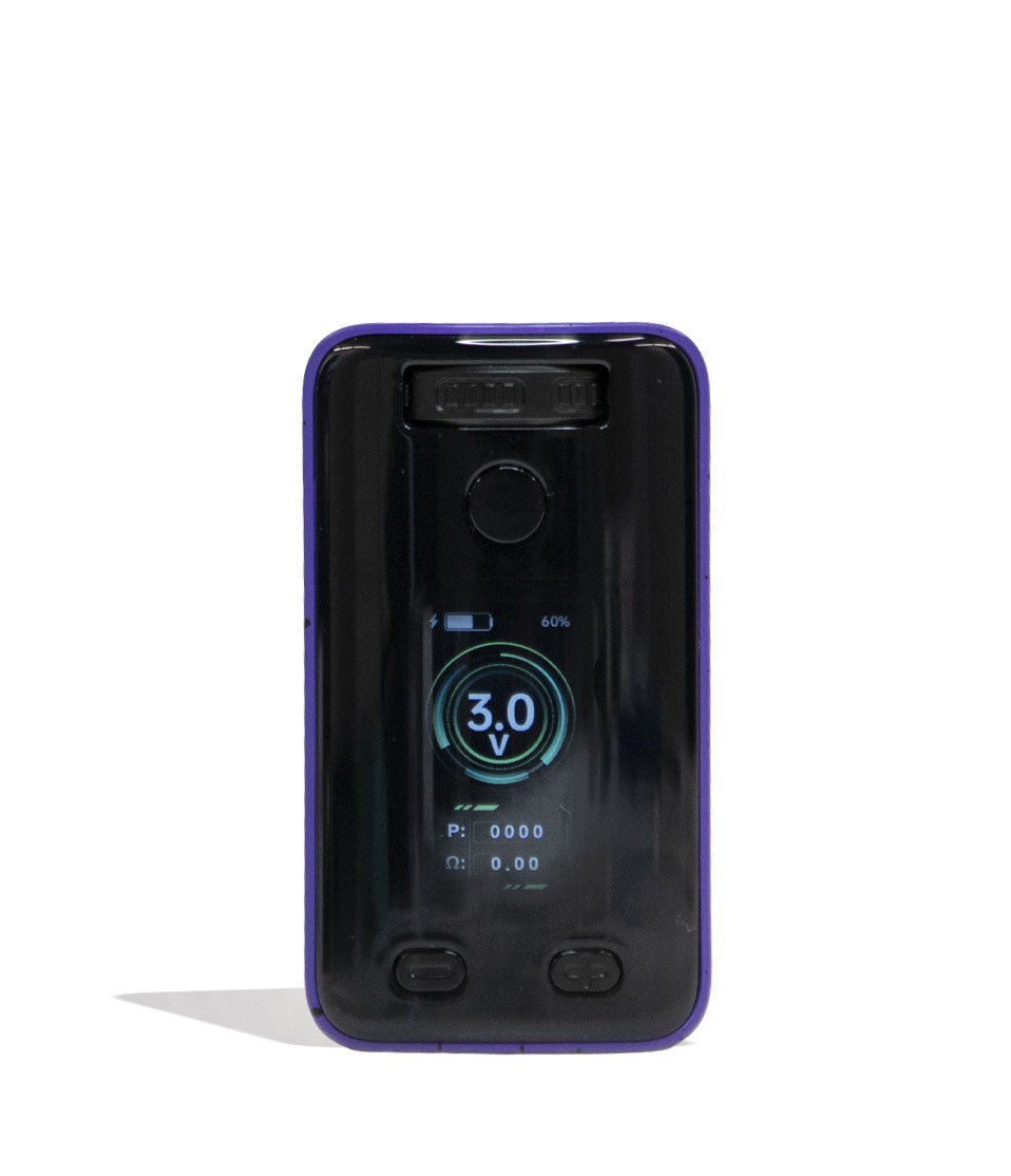 Purple Black Spatter Wulf Mods UNI 3.0 Universal Variable Voltage Battery Front View on White Background