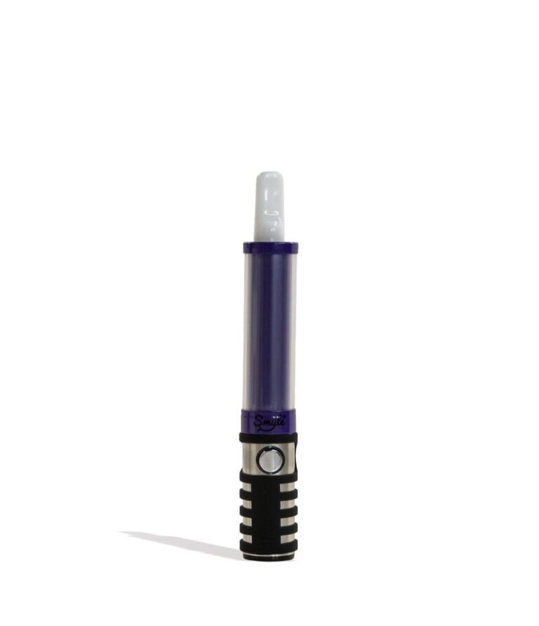 Purple Smyle Penjamin Saber Variable Voltage Battery Front View With Cartridge on White Background