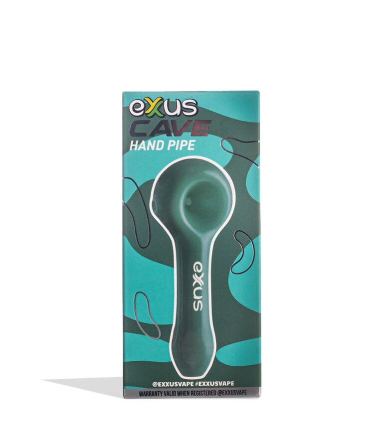 Milky Green Exxus Vape Cave Hand Pipe 12pk Packaging Front View on White Background