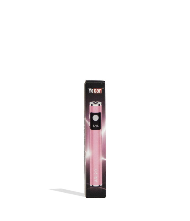 Pink Yocan Ari 2.0 Variable Voltage Battery 15pk Packaging Front View on White Background