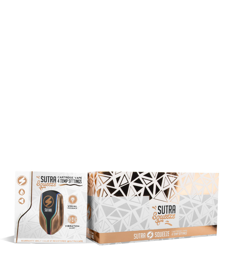 Bronze w/single pack Sutra Vape Squeeze 510 Thread Battery 6pk on white background