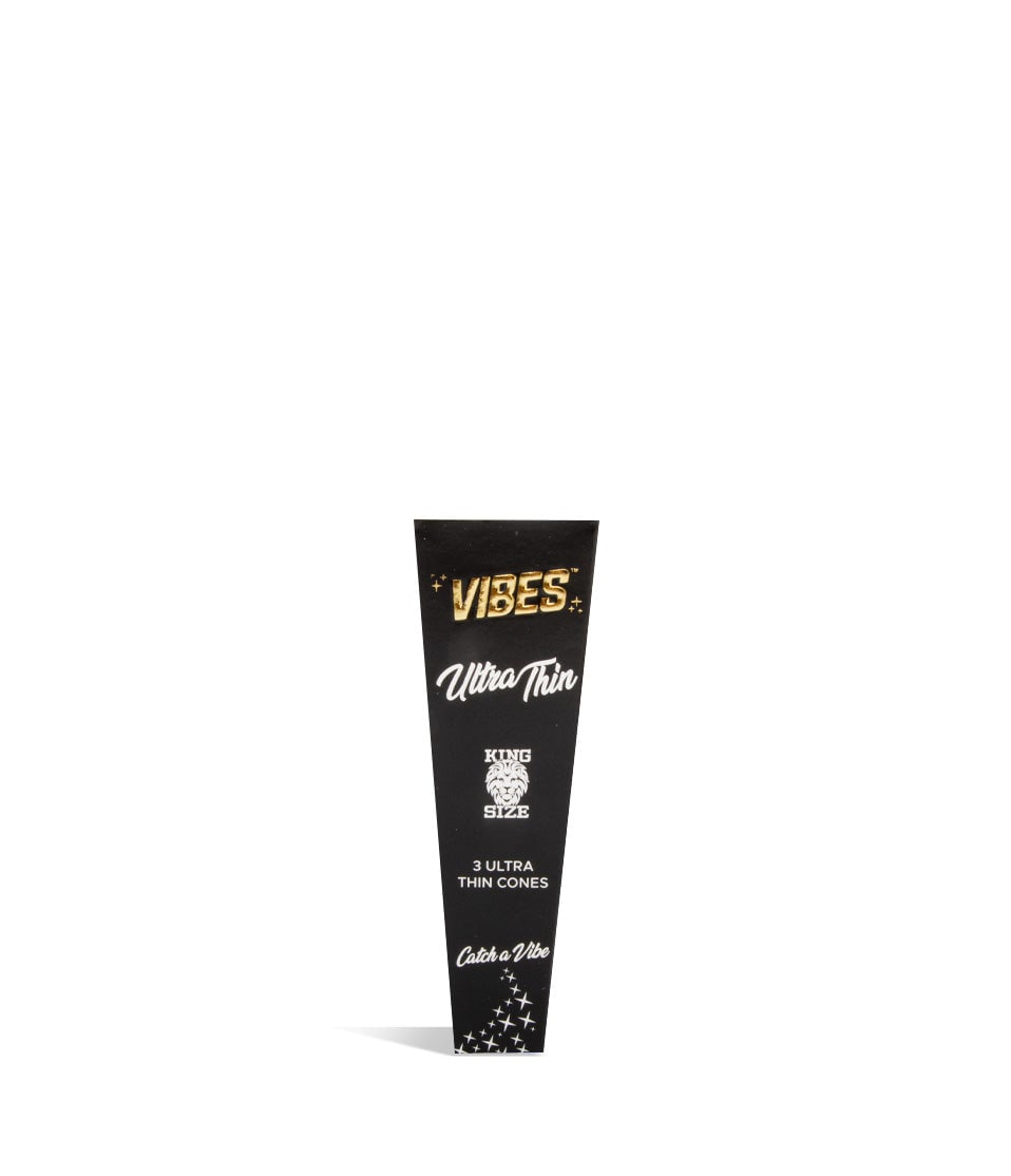 Ultra Thin Vibes Fine Rolling Papers Cones Single pack King Size by Vibes on white studio background