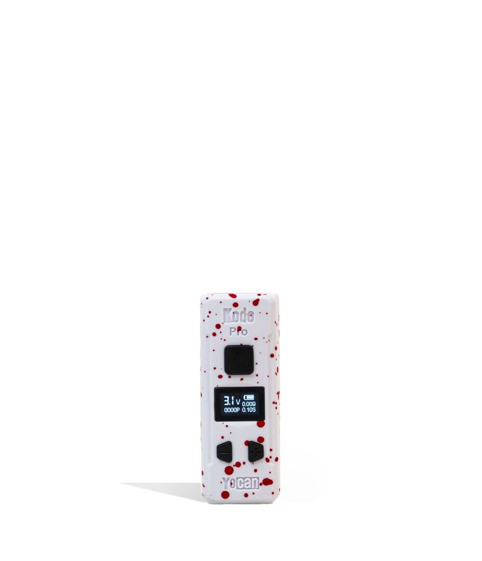 White Red Spatter Wulf Mods KODO Pro 510 Thread Battery 9pk Front View on White Background
