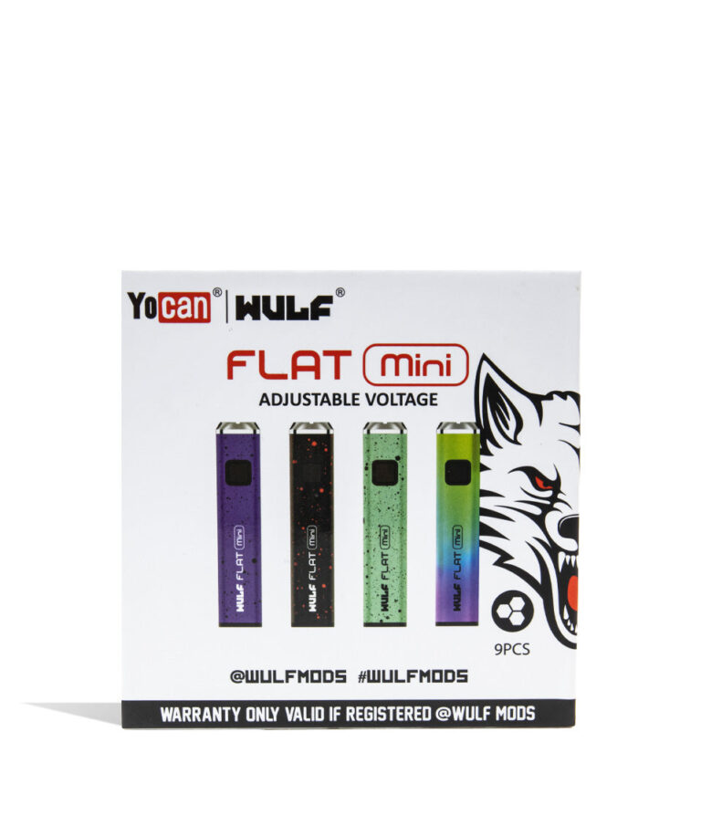 Full Color Wulf Mods Flat Mini 510 Thread Battery 9pk Packaging Front View on White Background