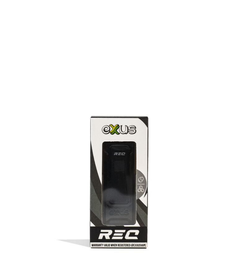 Black Exxus Vape REC 510 Thread Battery 12pk Packaging Front View on White Background