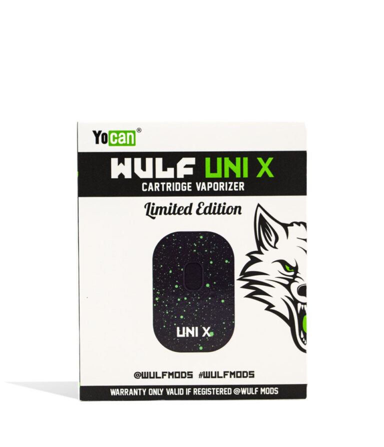 Black Green Spatter Wulf Mods UNI X 510 Thread Battery Box on white background