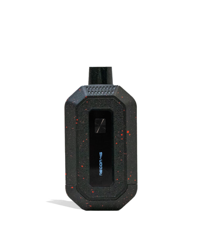 Black Red Spatter Wulf Mods Recon 4g Dual 510 Thread Battery 9pk Front View on White Background