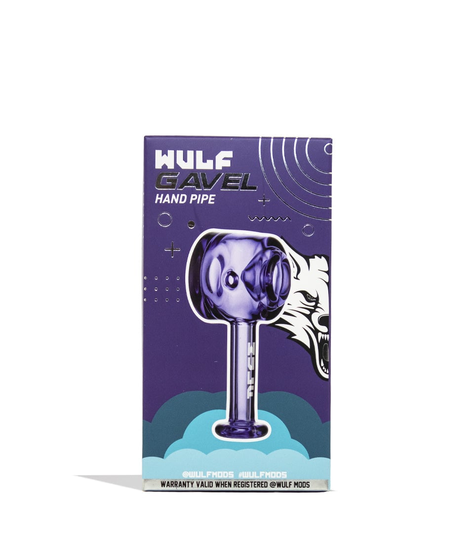 Purple Wulf Mods Gavel Hand Pipe 15pk Packaging Front View on White Background