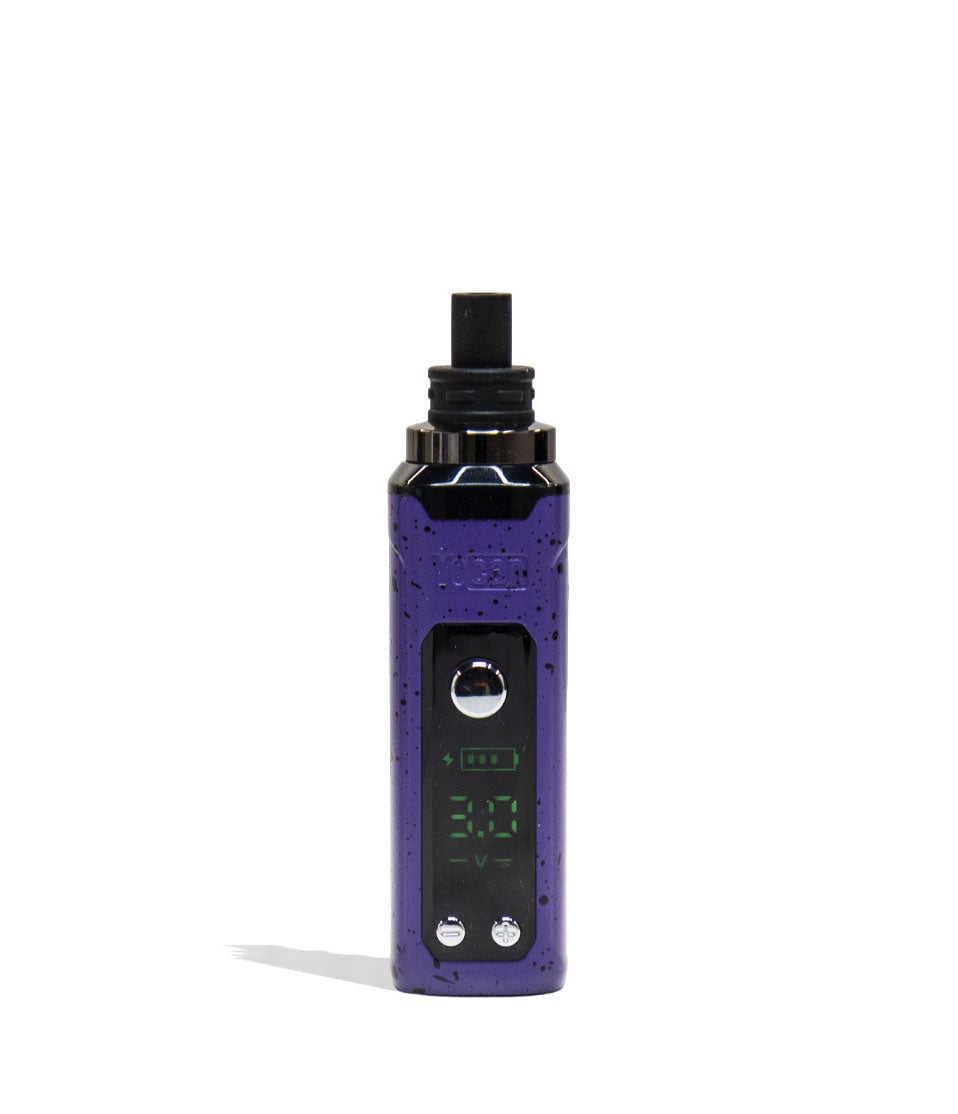 Purple Black Spatter Wulf Mods Nestor Portable Concentrate Vaporizer Front View on White Background