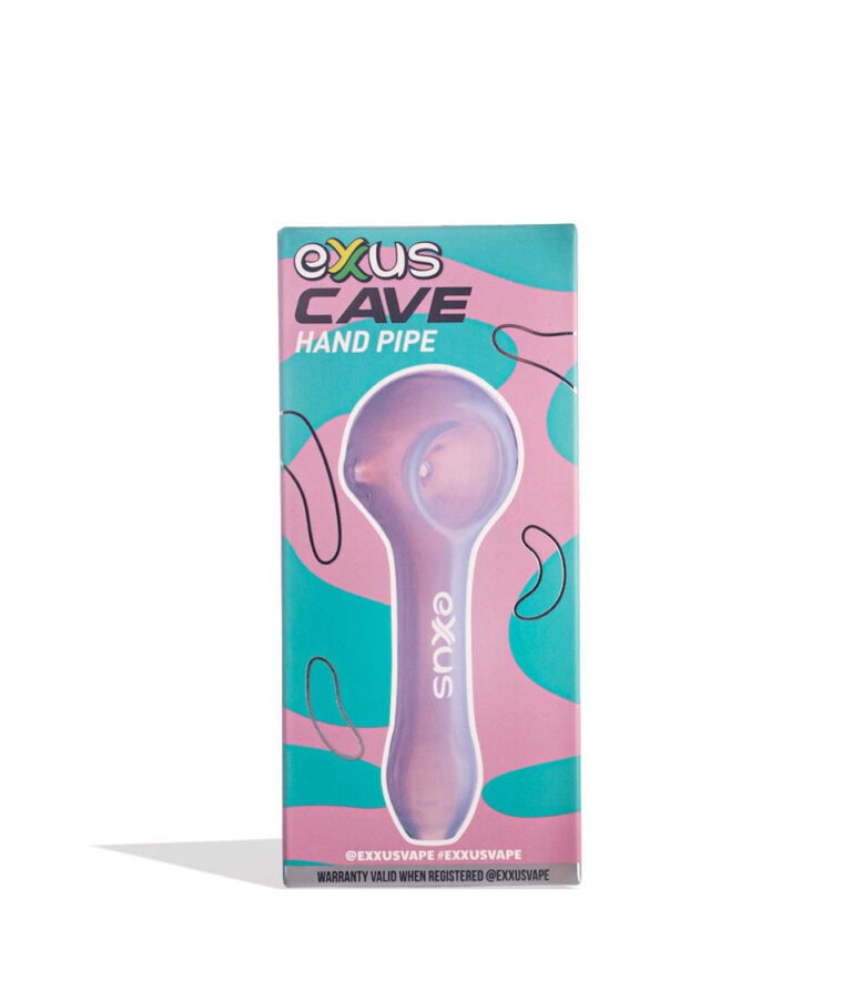 Pink Exxus Vape Cave Hand Pipe 12pk Packaging Front View on White Background