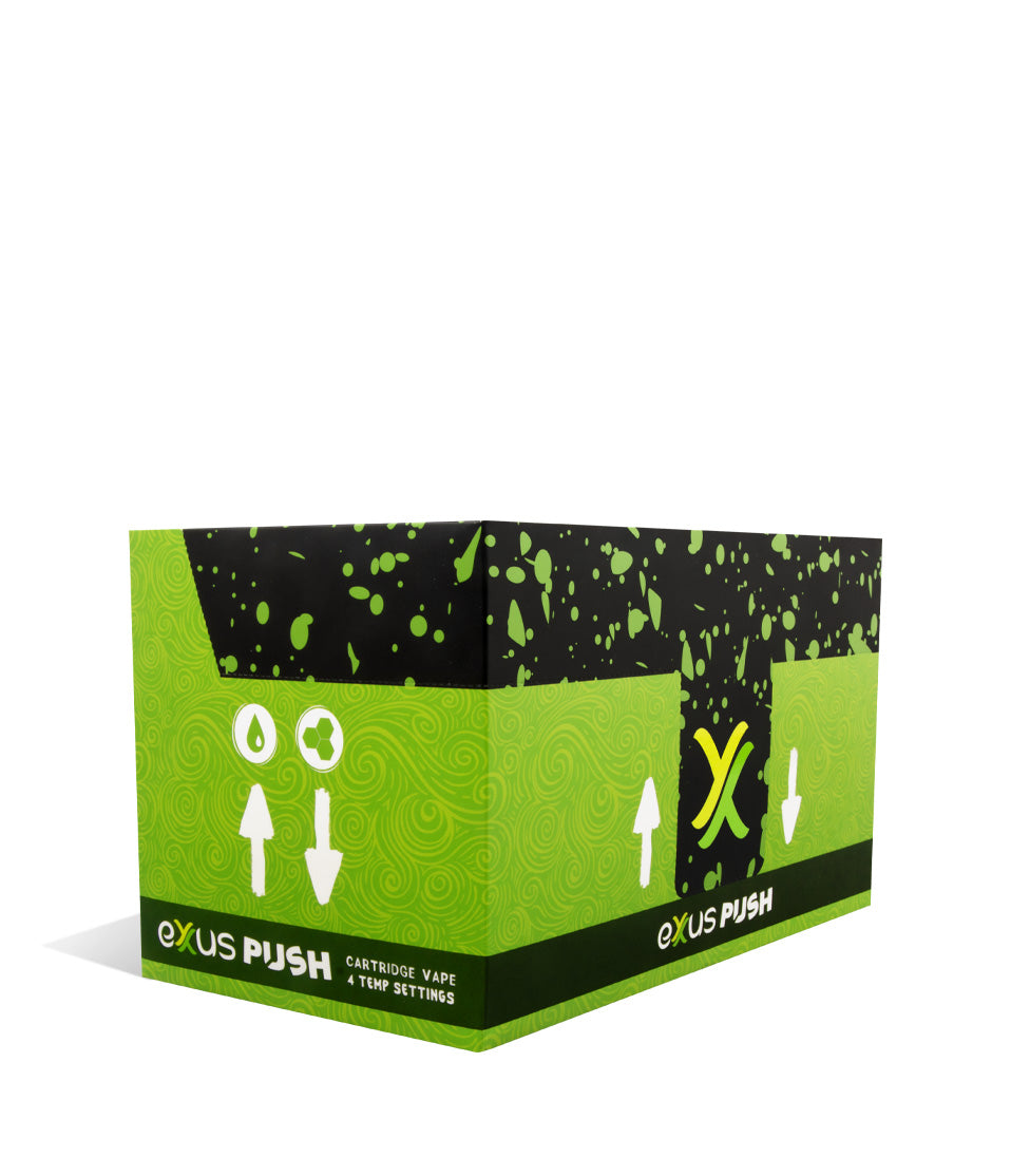 Black Green Spatter side view Exxus Vape Push 510 Thread Battery 12pk on white background