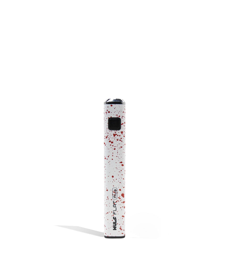White Red Spatter Wulf Mods Flat Plus 510 Thread Battery 12pk on white background