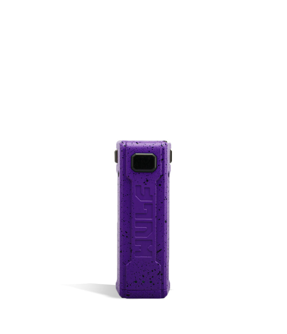 Purple Black Spatter face Wulf Mods UNI S Adjustable 510 Thread Battery on white background