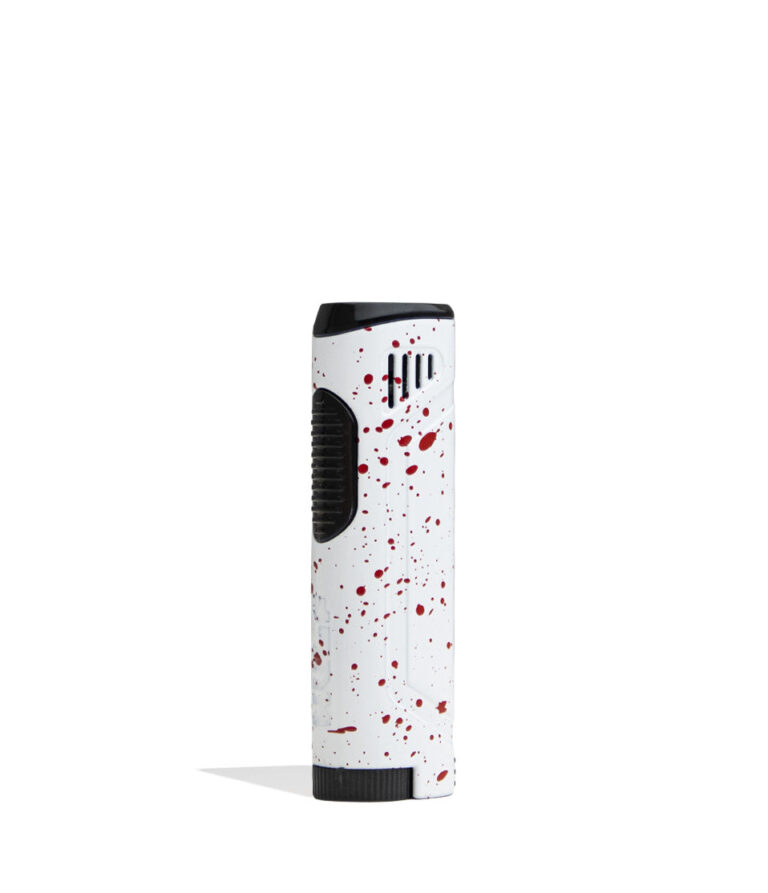 White Red Spatter Wulf Mods Blitz Butane Powered Torch 9pk Front View on White Background