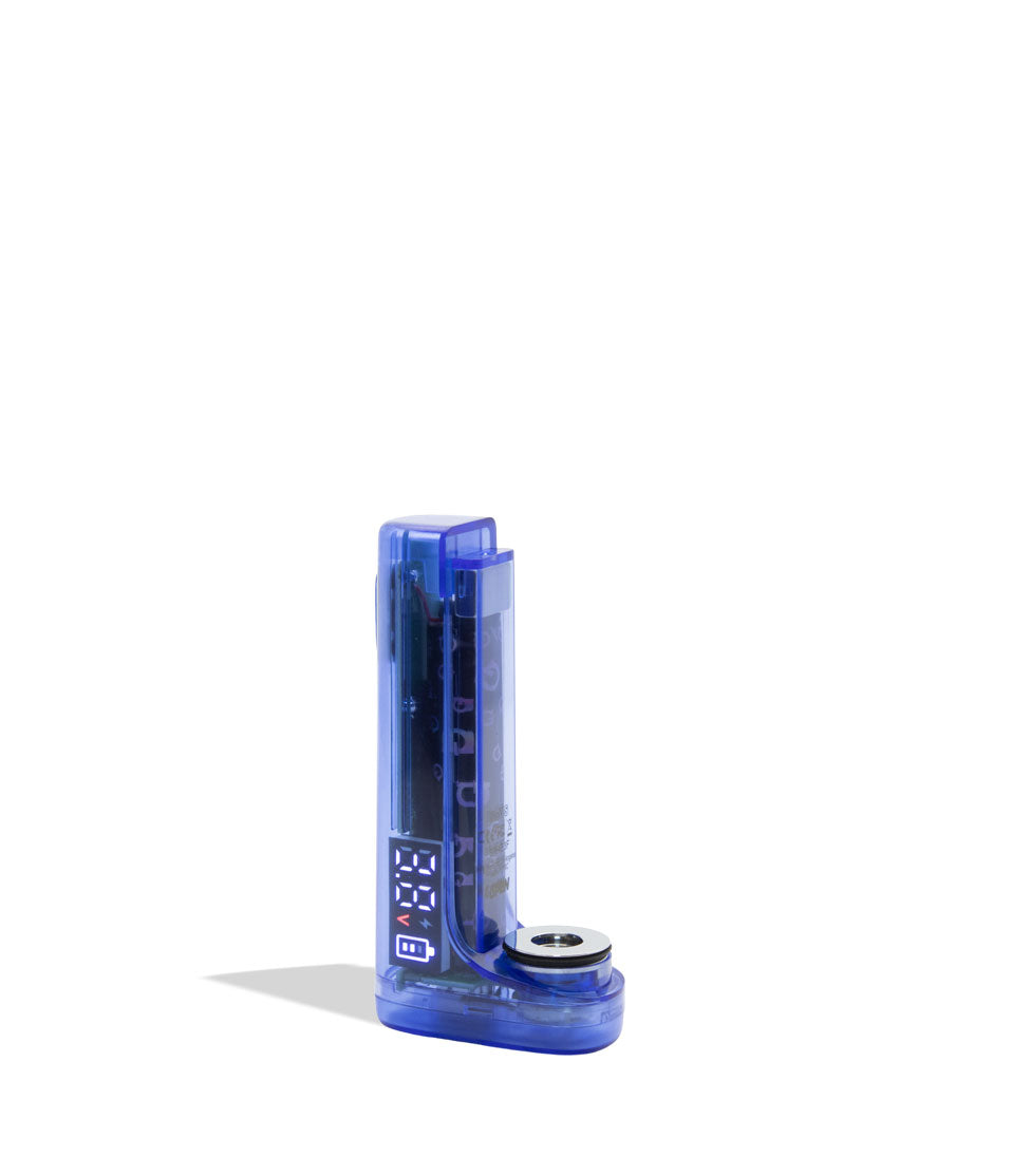Blue electronic vape battery device on a white background