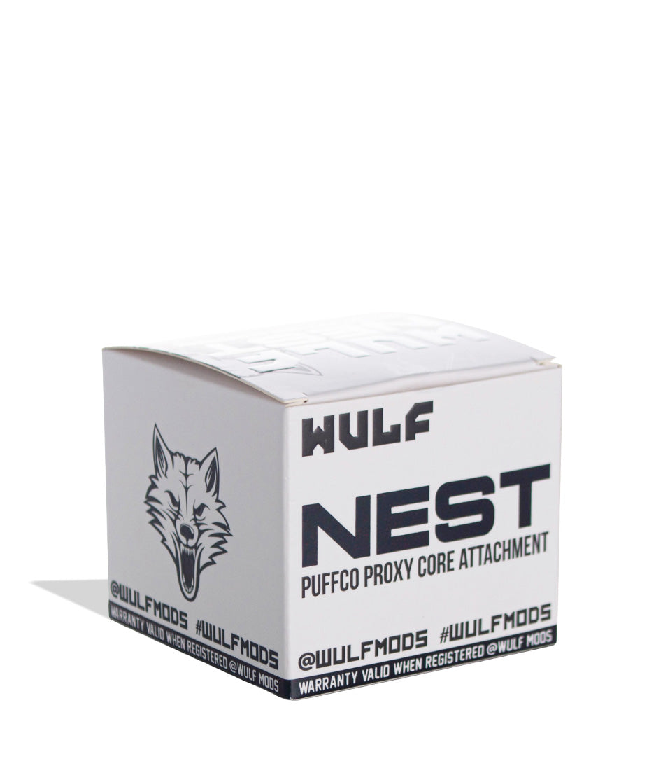 WULF Nest Puffco Proxy core attachment retail box in black, front view