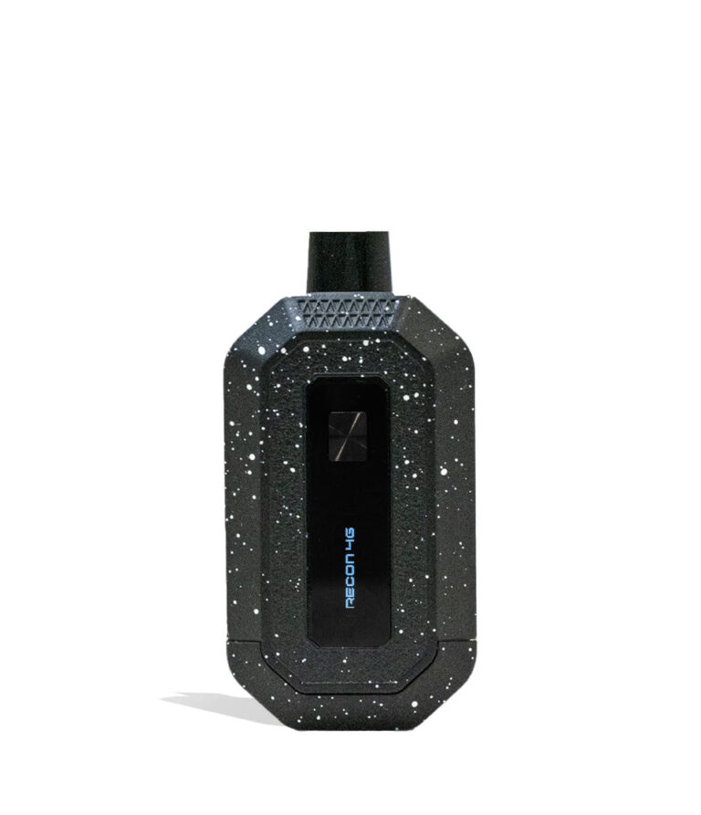 Black White Spatter Wulf Mods Recon 4g Dual 510 Thread Battery 9pk Front View on White Background