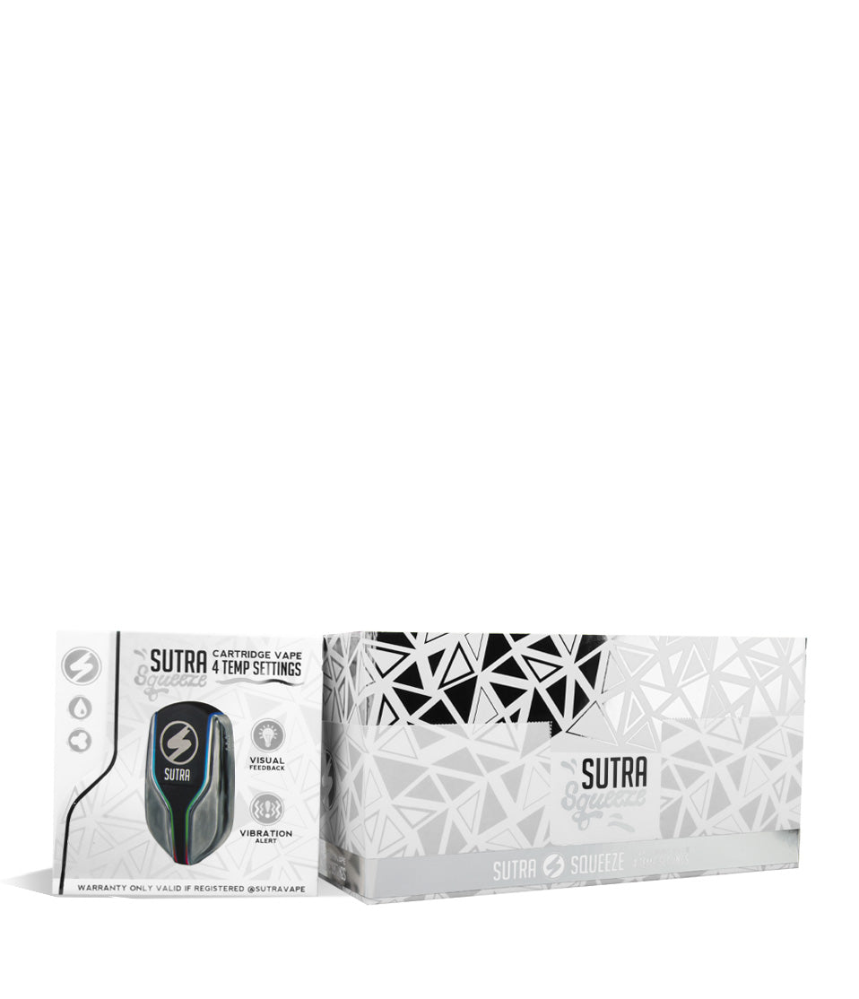 Silver w/single pack Sutra Vape Squeeze 510 Thread Battery 6pk on white background