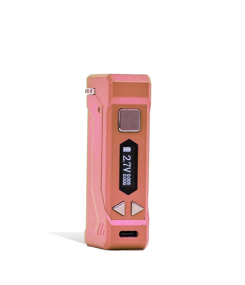 Rose Gold side view Yocan UNI PRO 2 Adjustable 510 Thread Battery on white studio background