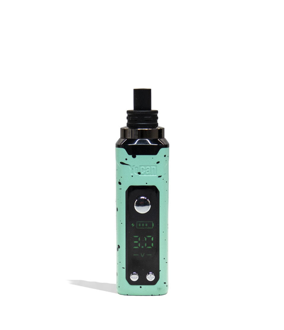 Teal Black Spatter Wulf Mods Nestor Portable Concentrate Vaporizer Front View on White Background