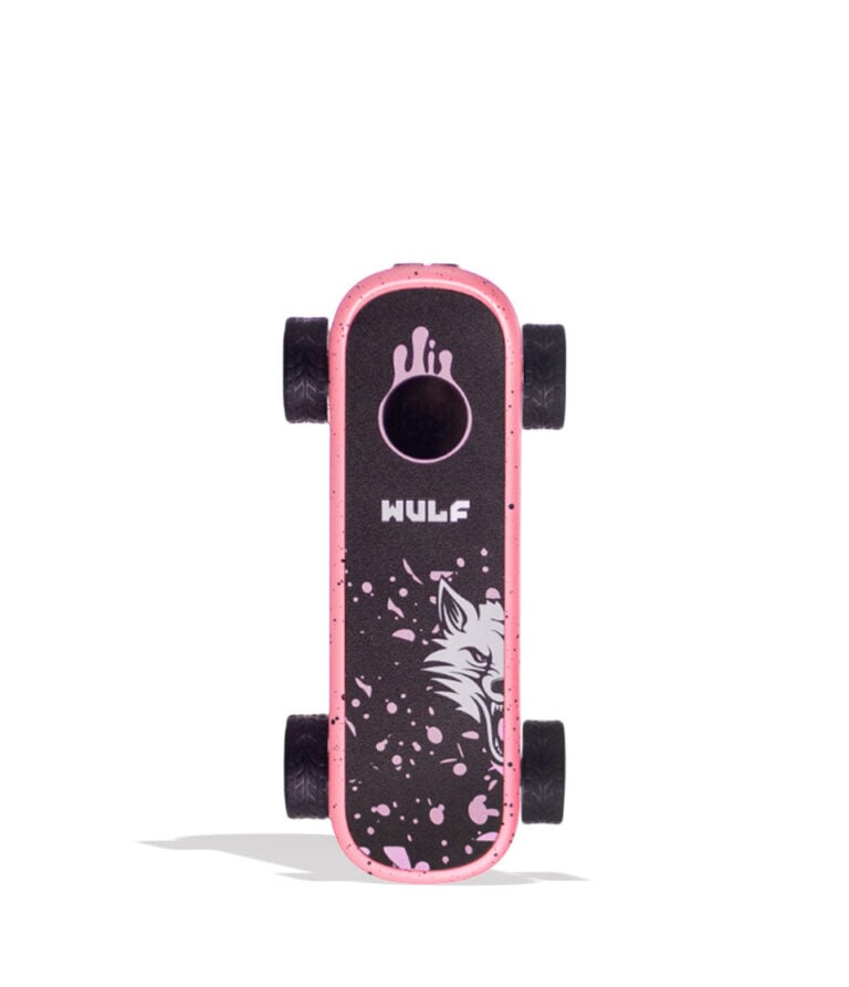 Pink Black Spatter Wulf Mods Deck Skateboard Voltage Battery 9pk Front View on White Background