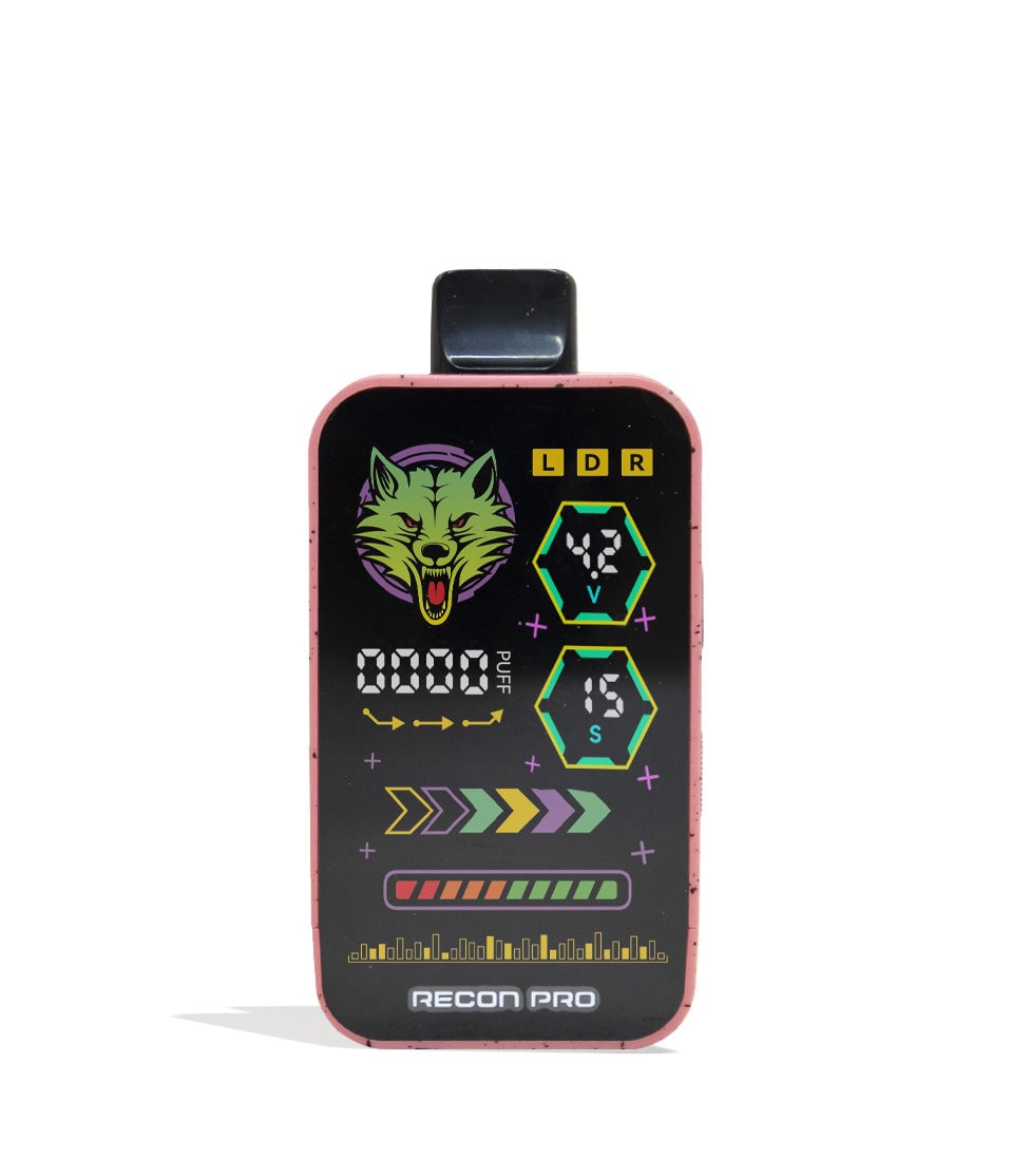 Pink Black Spatter Wulf Mods Recon Pro Dual 510 Voltage Battery 9pk Front View on White Background