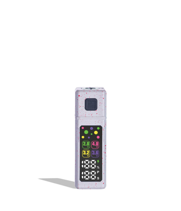 White Red Spatter West Coast Cure Grid Variable Voltage Battery 12pk Front View on White Background