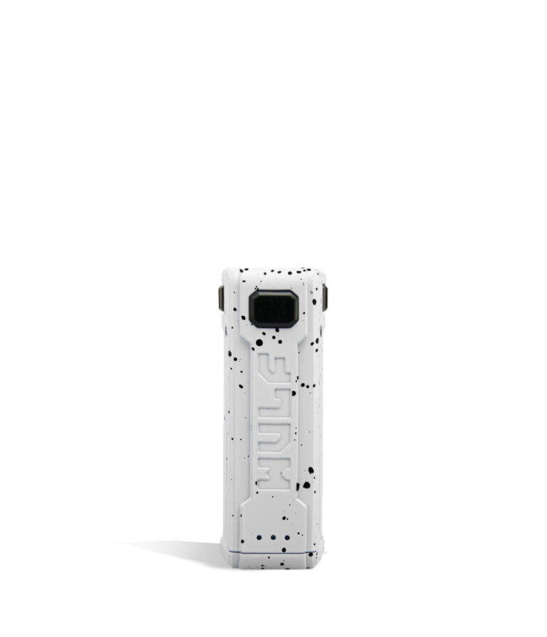 White Black Spatter face Wulf Mods UNI S Adjustable 510 Thread Battery on white background